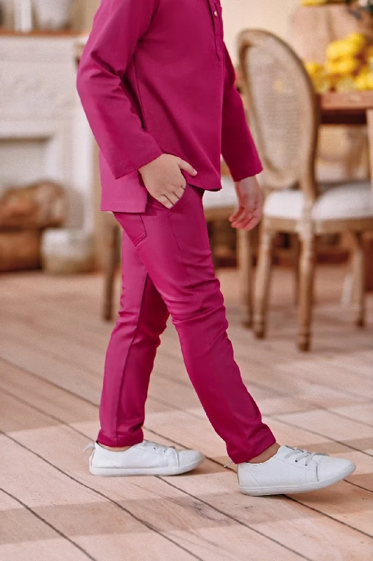 The Perfect Slim Fit Pants - Fuchsia Elegant Silk Pants