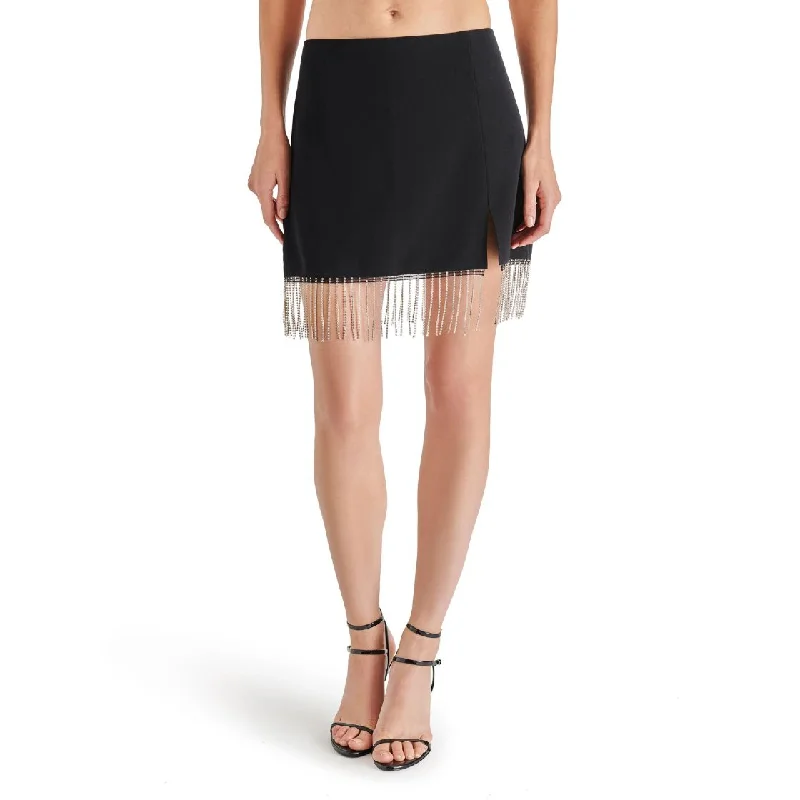 CAM SKIRT WITH FRINGE BLACK cashmere skirt plush