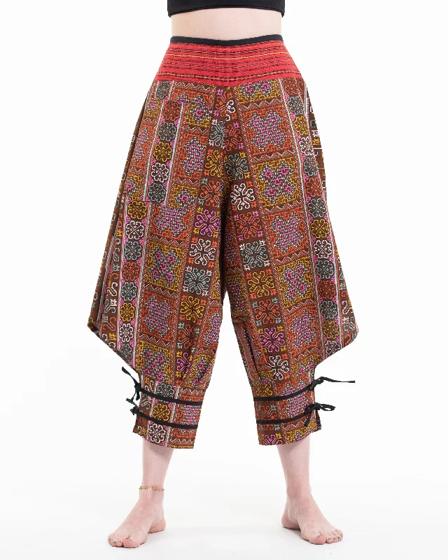 Clovers Thai Hill Tribe Fabric Harem Pants with Ankle Straps in Light Brown Comfortable Fleece Pants Clovers Thai Hill Tribe Fabric Harem Pants with Ankle Straps in Light Brown Comfortable Fleece Pants