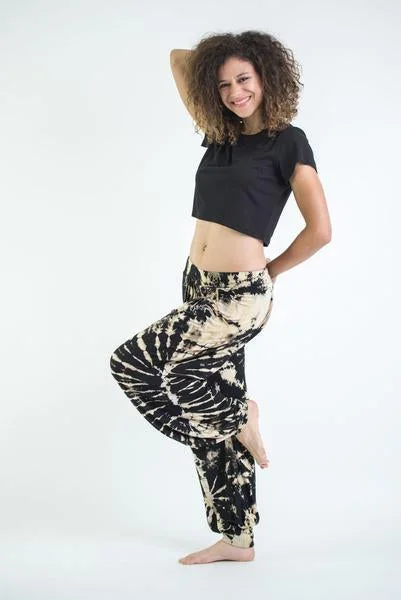Unisex Tie Dye Cotton Harem Pants in Black White Trendy Palazzo Pants