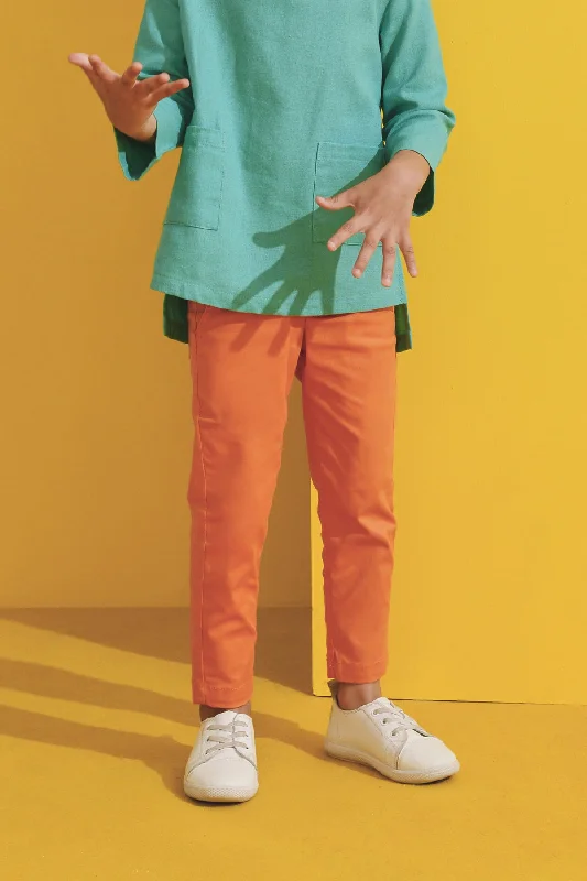 The Kurnia Slim Pants - Orange Trendy Wide-Leg Pants