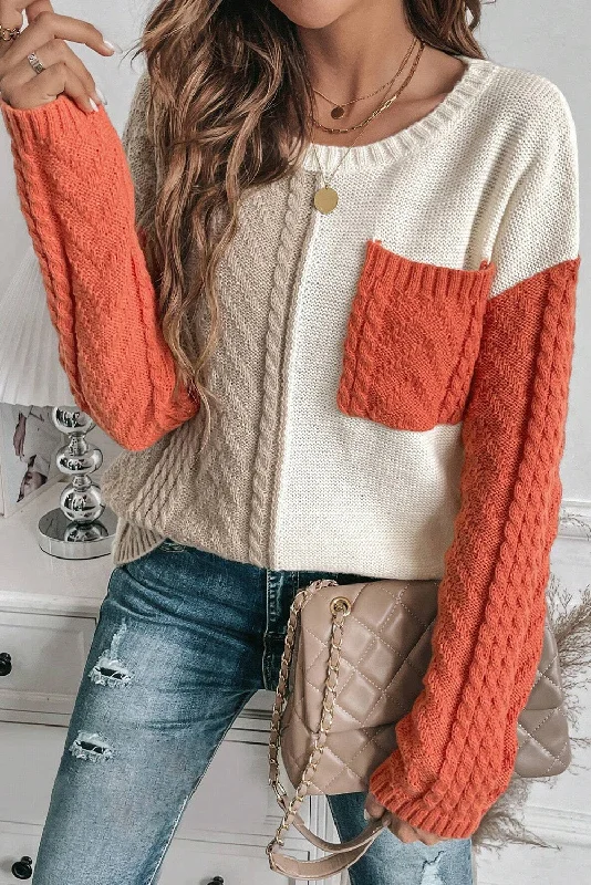 Colorblock Patchwork Drop Shoulder Sweater Stylish Fashionable Trendy