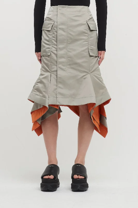 Sacai Nylon Twill Skirt in Beige lightweight skirt design