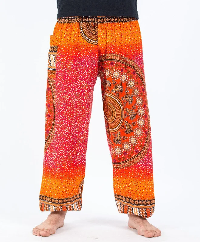 Unisex Tribal Chakras Harem Pants in Orange Elegant Wool Trousers