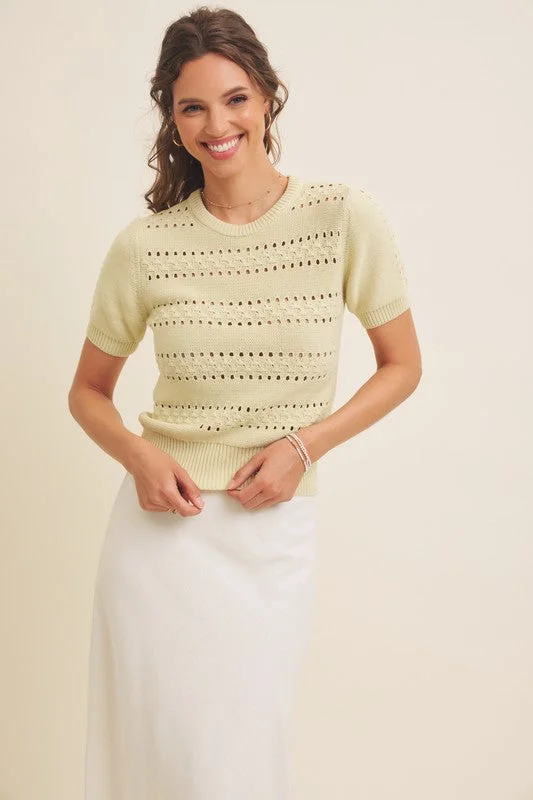 Pointelle Style Sweater Top Nylon Fabric Polyester Fabric Spandex Fabric