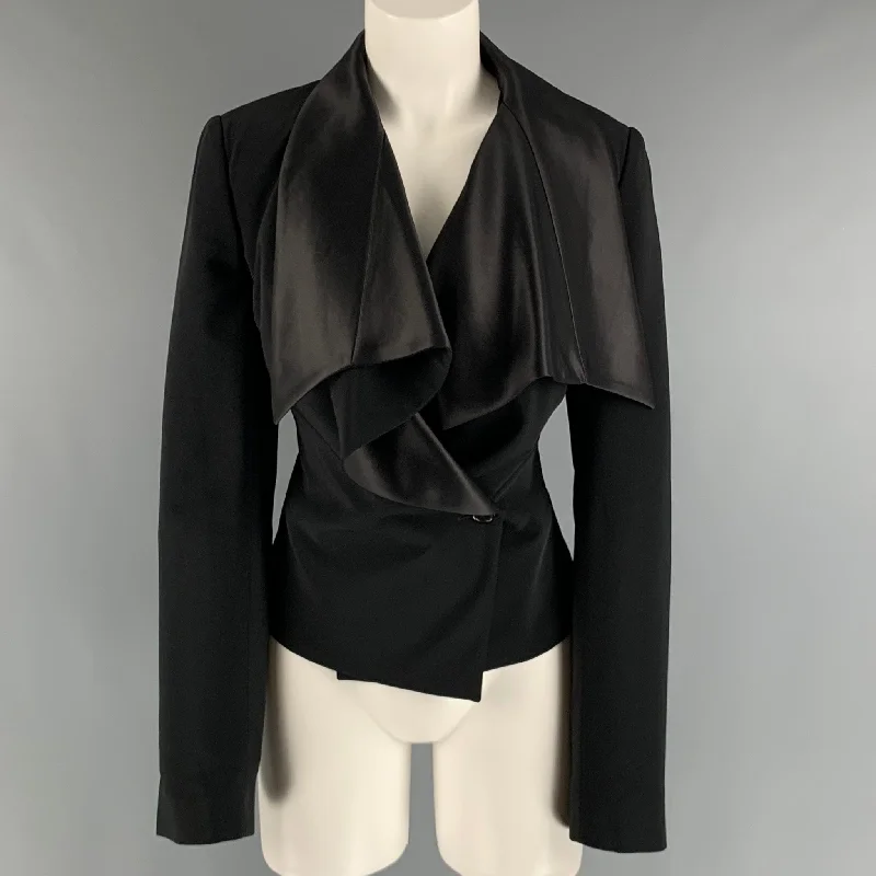 VIKTOR & ROLF Size 8 Polyester Spandex Solid Tuxedo Jacket Blazer Jersey Jacket Tulle Jacket Batik Jacket