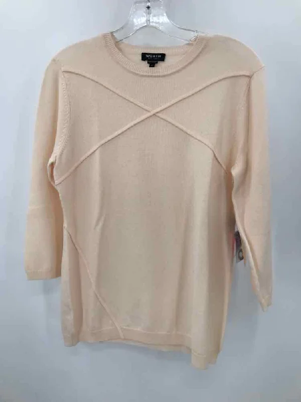 Pre-Owned Worth Tan Size Small Sweater Embroidered Appliqued Beaded