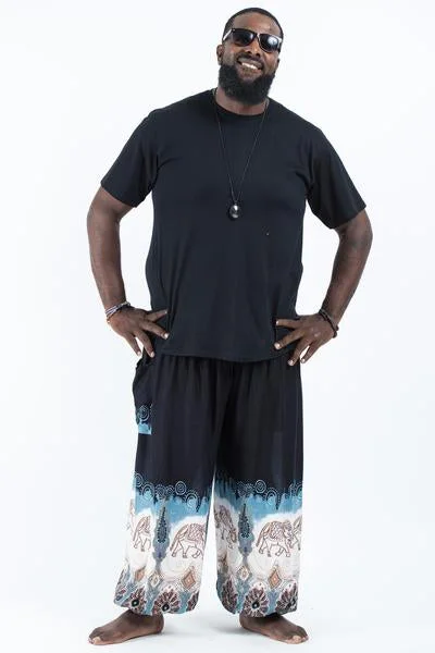 Plus Size Unisex Solid Top Elephants Harem Pants in Black Soft Sweatpants Style