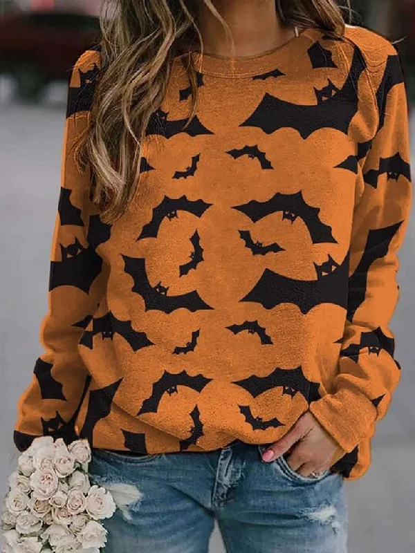 Comfy Bat Design Crew Neck Sweater Casual Formal Business