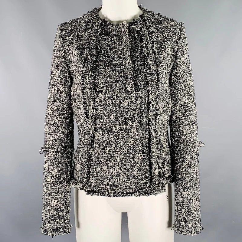 JONATHAN COHEN Size 2 Black White Wool Nylon Tweed Jacket Blazer Oversized Jacket Tailored Jacket Straight Jacket JONATHAN COHEN Size 2 Black White Wool Nylon Tweed Jacket Blazer Oversized Jacket Tailored Jacket Straight Jacket