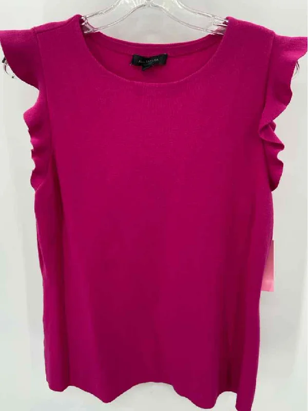 Pre-Owned Ann Taylor Pink Size Large Tank Sweater Herringbone Houndstooth Plaid