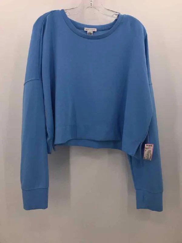 Pre-Owned Better Together Blue Size XL Cropped Sweater Chenille Brocade Lace