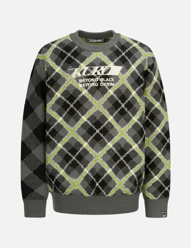 Contrast Plaid Sweater Stretchy Elastic Breathable