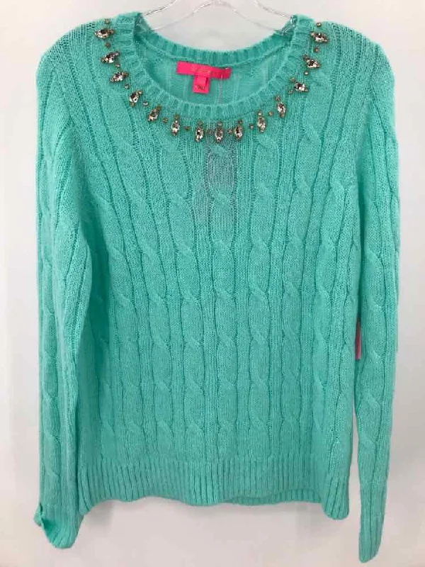Pre-Owned Lilly Pulitzer Blue Size Medium Sweater Iron Safe Non-Iron Wrinkle Free