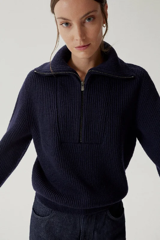 The Merino Wool Half-zip Sweater Sequined Glittery Shiny