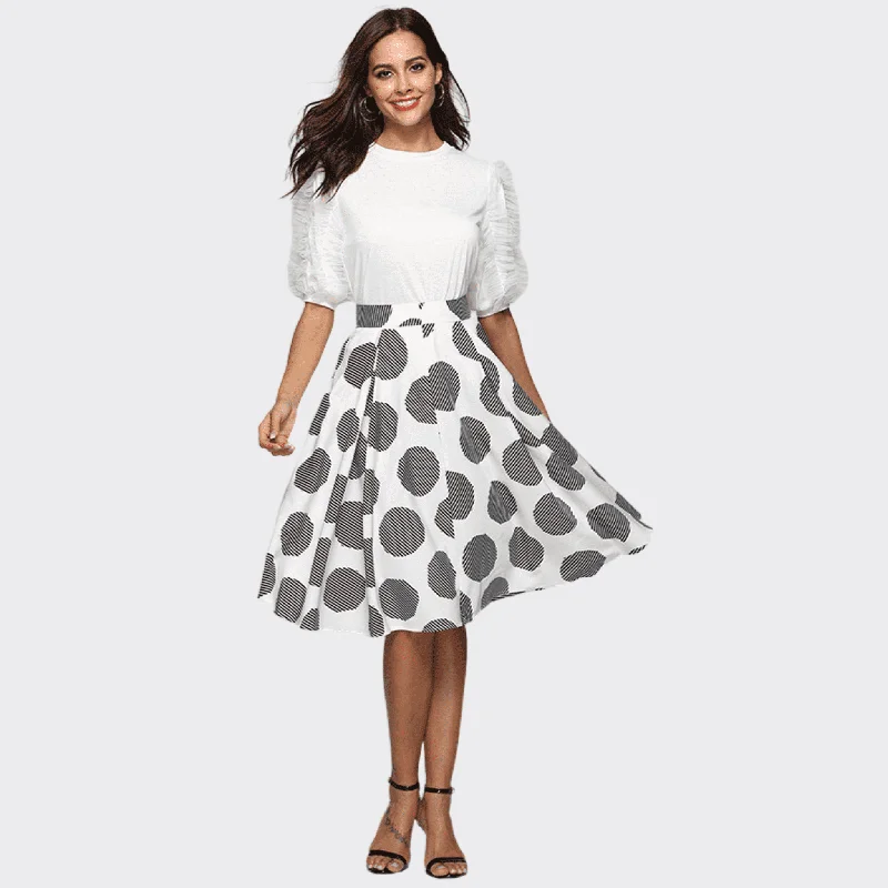 Large Dot Round Skirt maxi skirt elegant