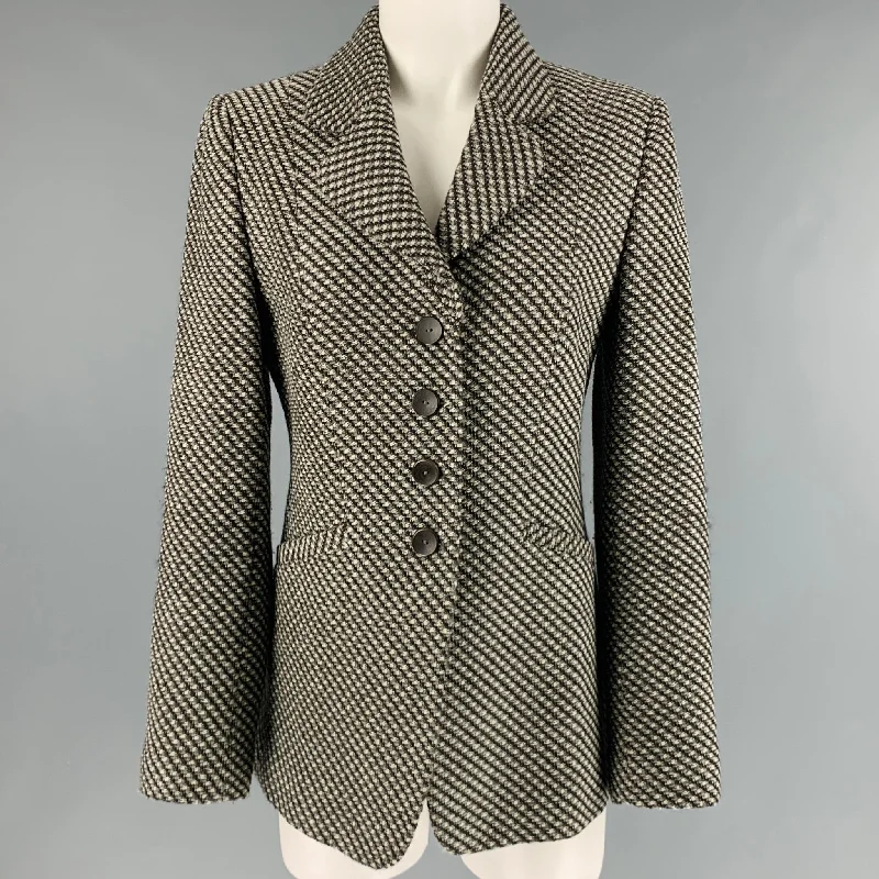 ZANELLA Size 8 Beige Brown Wool Blend Single Breasted Jacket Nylon Fabric Polyester Fabric Spandex Fabric