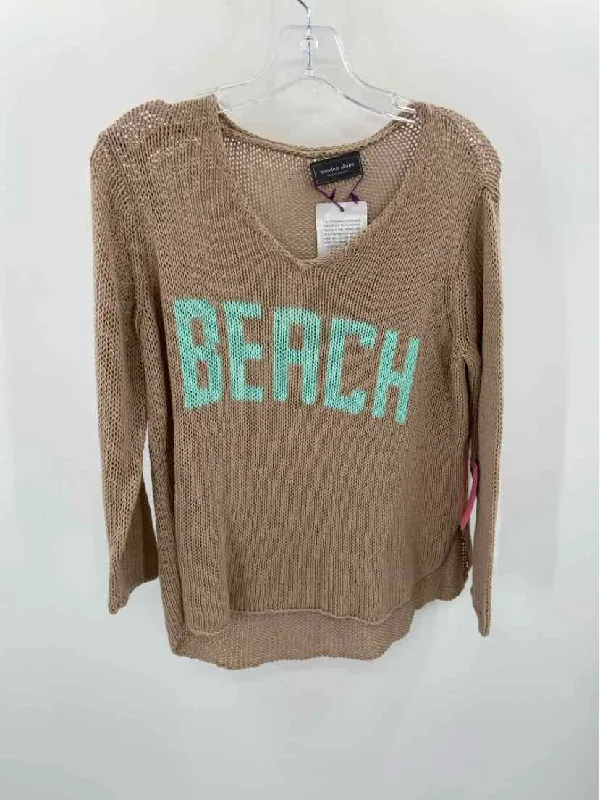 Pre-Owned Wooden Ships Tan Size XS/S Graphic Sweater Zippered Buttoned Snapped