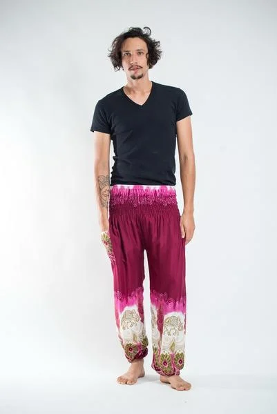 Unisex Solid Top Elephant Harem Pants in Magenta Trendy Velvet Pants