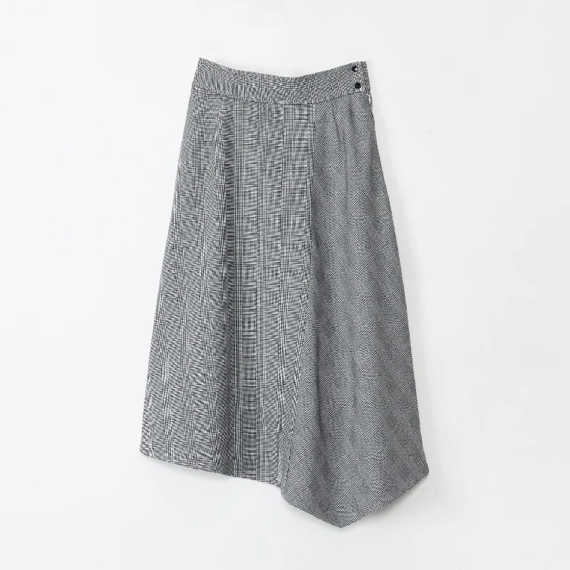 DiDi Guranjie Glen Check Ile Hem Skirt in Black and White pencil skirt chic