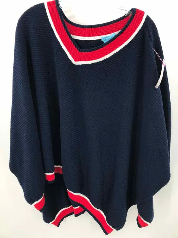 Pre-Owned J Mclaughlin Navy Size One Size Poncho Sweater Wool Fabric Cashmere Fabric Tweed Fabric