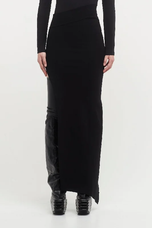Rick Owens Edfu Ankle Skirt in Black leather skirt refined
