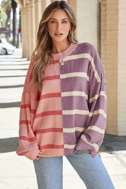 Stripe Colorblock Oversized Sweater Lightweight Heavyweight Midweight