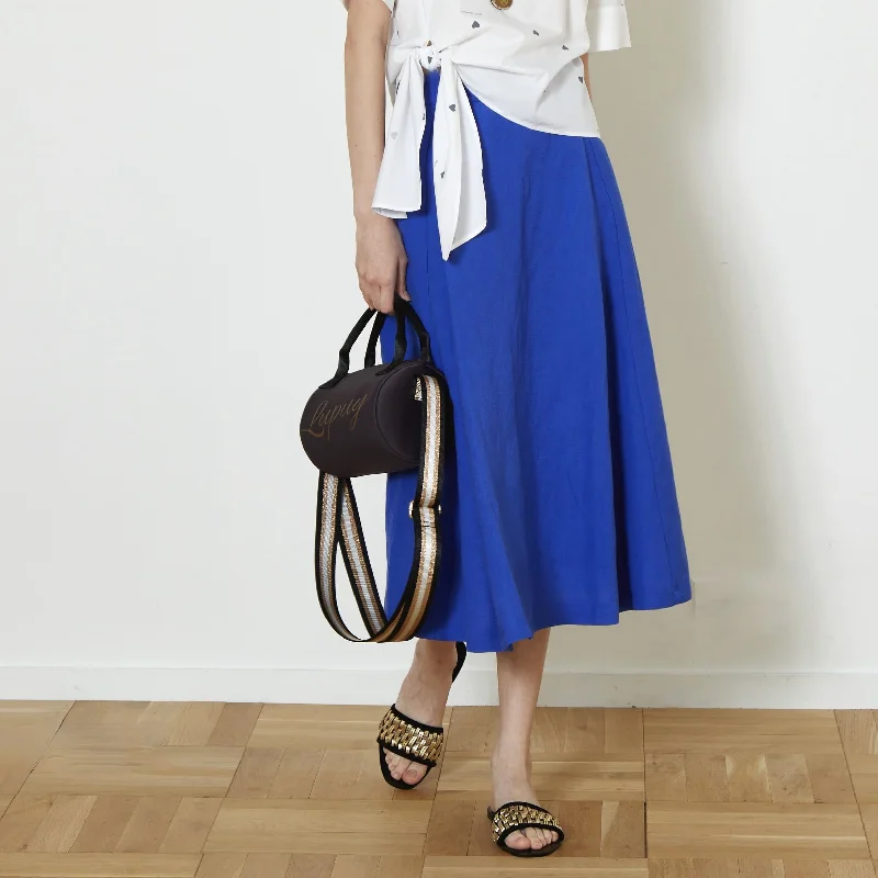 DiDi Guranjie linen blend gusseted skirt in royal blue velvet skirt plush