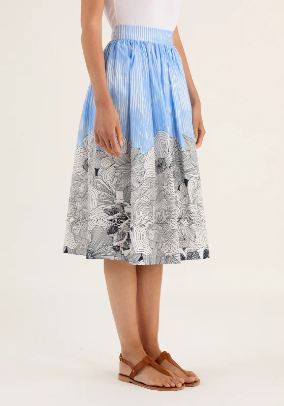 Floral Print Midi Skirt corduroy skirt durable