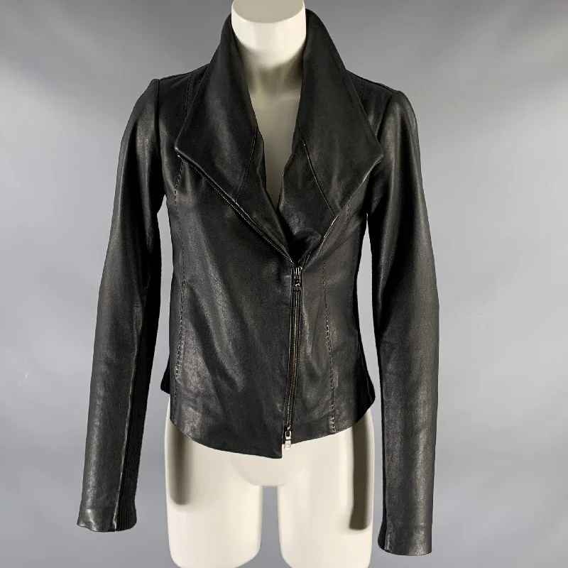 VINCE Size S Black Zip Up Jacket Oversized Jacket Tailored Jacket Straight Jacket