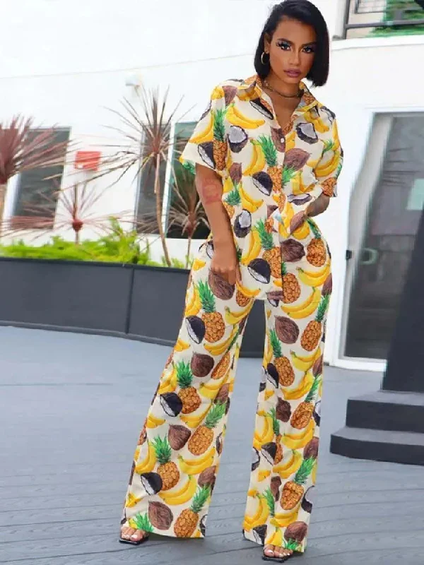 Fruity Pants Outfit Set Slim-Fit Khaki Pants