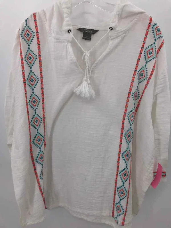 Pre-Owned Natural Reflections White Size 2X Hoodie Sweater Rayon Fabric Velvet Fabric Corduroy Fabric