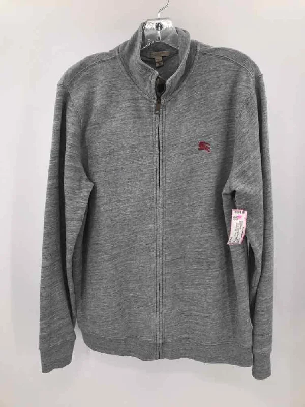 Pre-Owned Burberry Grey Large Zipper Men's Sweater Transparent Opaque Sheer