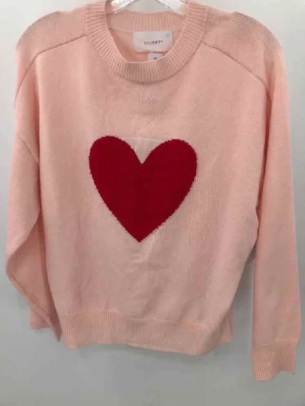 Pre-Owned Six Fifty Pink Size Medium Graphic Sweater Stylish Fashionable Trendy