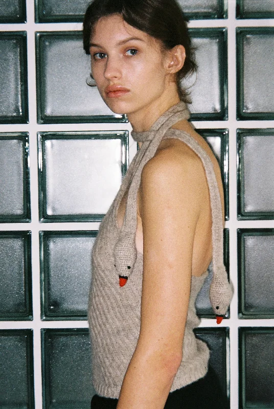 Swan Scarf Halter Sweater - PREORDER Terry Terry Cloth Terry Knit