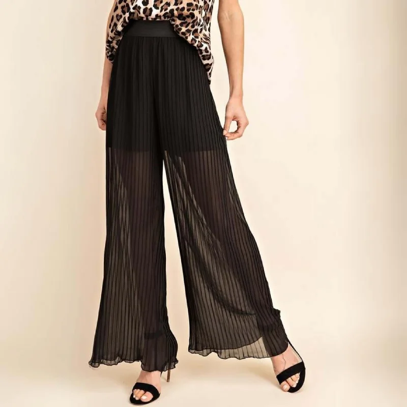 Bold & Beautiful Sheer Pleated Pants Made in USA Soft Stretch Leggings