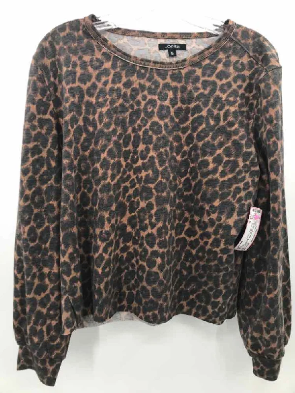 Pre-Owned Joe's Jeans Brown Size XL Printed Sweater Front Pockets Side Pockets Patch Pockets