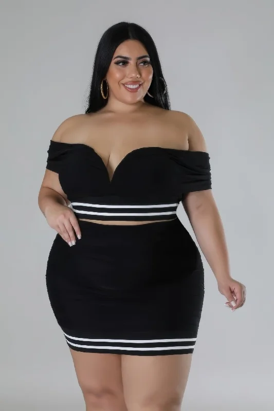 Plus Size Stretch Skirt Set velvet skirt rich