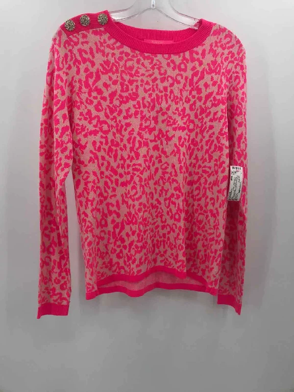 Pre-Owned Lilly Pulitzer Pink Size Small Sweater Beaded Sweater Sequined Faux Fur