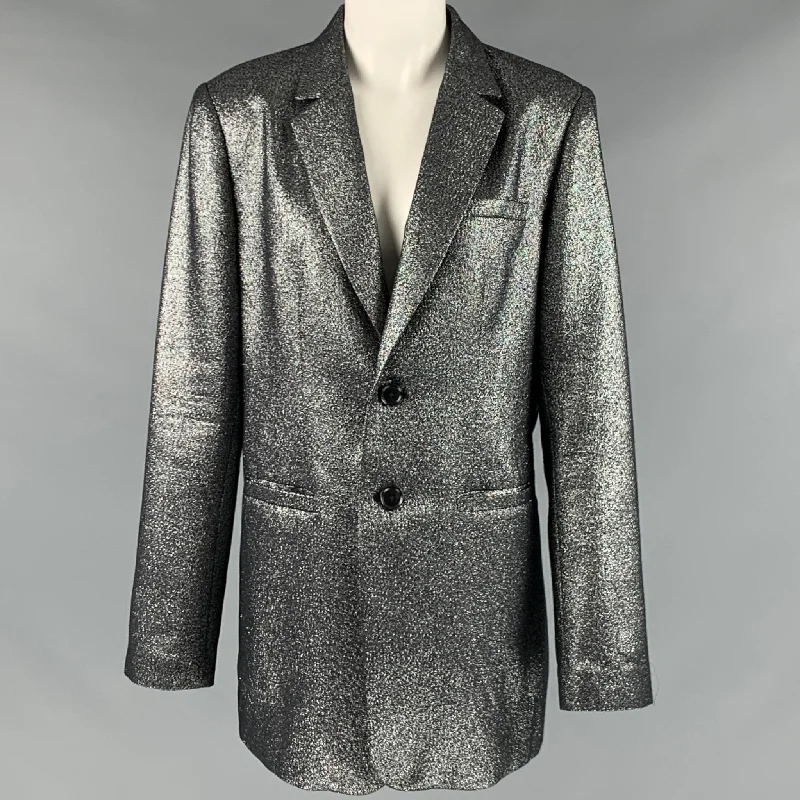 JOIE Size M Silver Polyester Blend Metallic Jacket Elasticated Jacket Padded Jacket Insulated Jacket