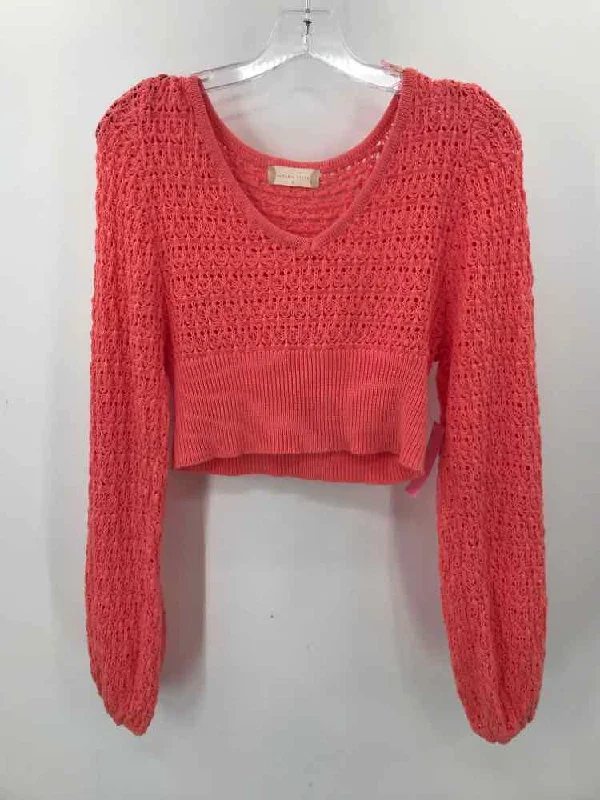Pre-Owned Altar'd State Orange Size Small Cropped Sweater Bright Pastel Dark