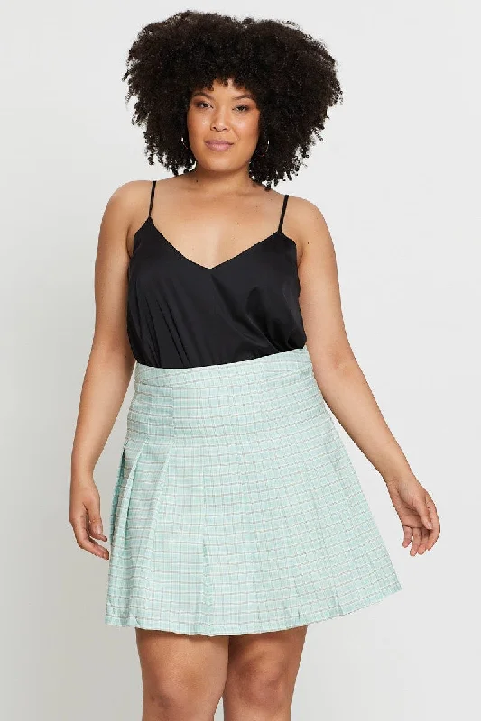 Check Mini Tennis Skirt Pleated leather skirt sleek