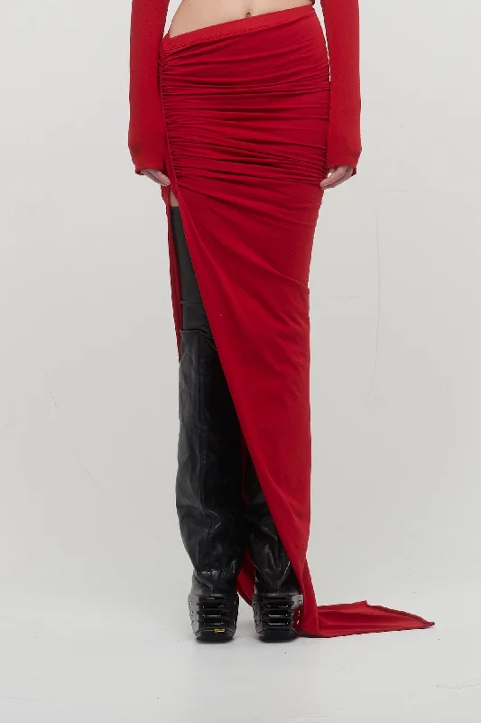 Rick Owens Edfu Skirt in Cardinal Red chiffon skirt airy