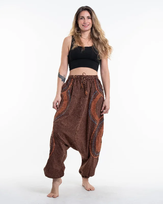 Unisex Patchwork Stone Washed Low Cut Cotton Pants in Brown 01 Classic Pleated Pants Unisex Patchwork Stone Washed Low Cut Cotton Pants in Brown 01 Classic Pleated Pants