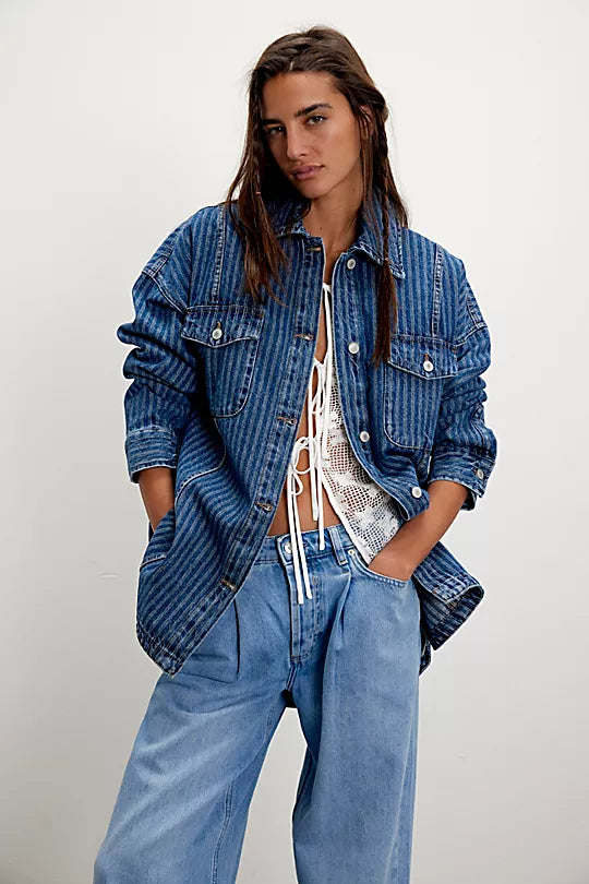 Dunes Shirt Jacket - Blue Abyss Denim Jacket Leather Jacket Suede Jacket