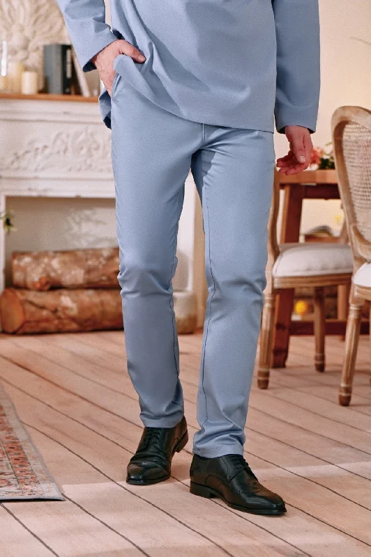 The Perfect Men Slim Fit Pants - Light Pigeon Blue Formal Slim Pants