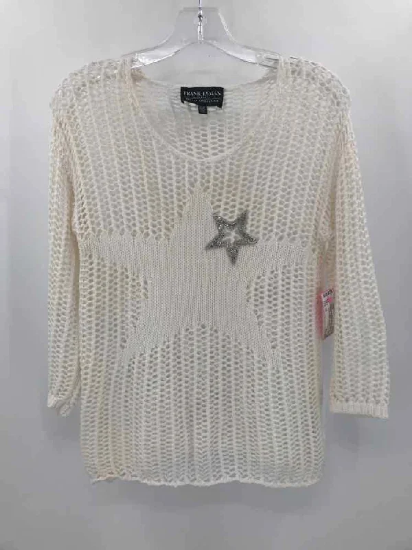 Pre-Owned Frank Lyman White Size XS Sweater Denim Fabric Leather Fabric Suede Fabric