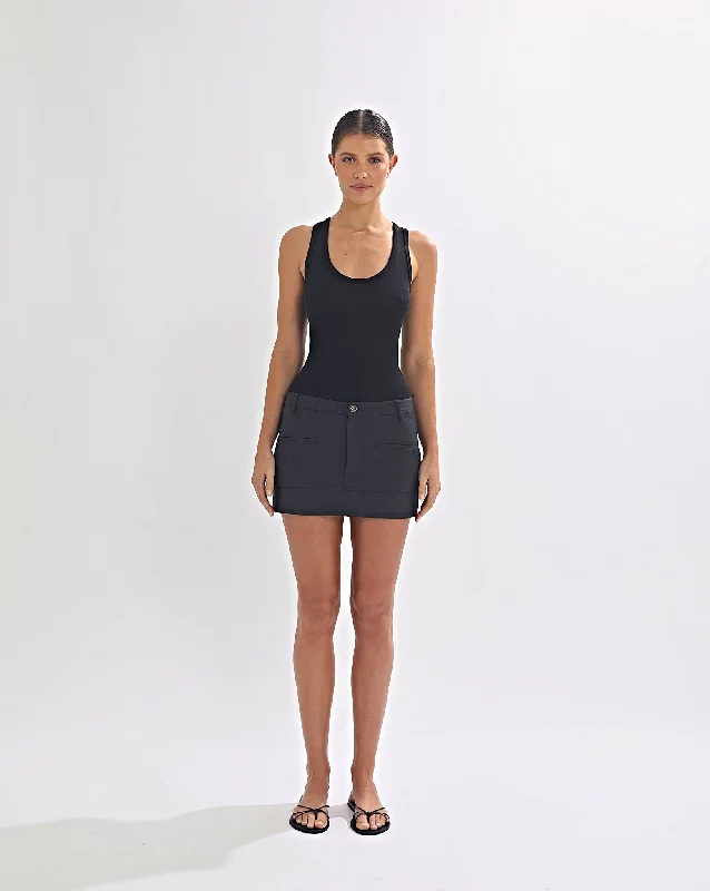 Benny Tailored Skirt Dark Grey linen skirt natural