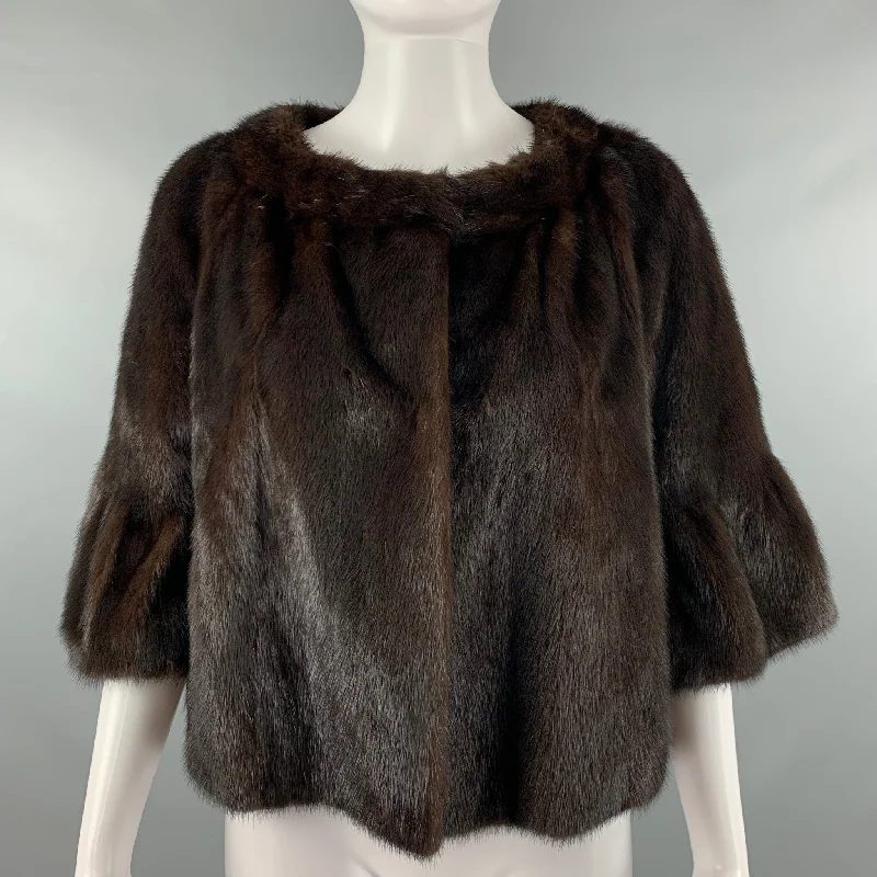 BYTE by TESO Size 6 Brown 3/4 Sleeves Jacket V-Neck Jacket Boat Neck Jacket Square Neck Jacket