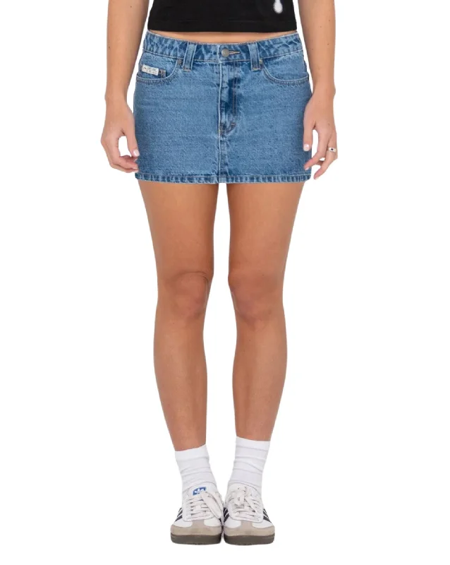 Womens Mavericks Low Rise Denim Mini Skirt cotton skirt soft